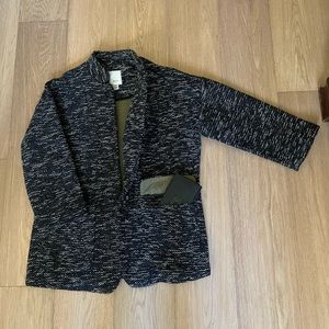 Anthropologie Elevenses Minka Black Motif Tweed Jacket Sz M
